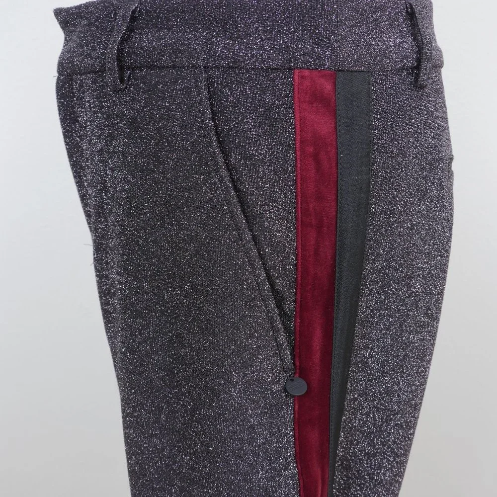Scotch & Soda Black Red Wine Side Stripe Metallic Glitter Low Rise Size SZ Pant - Picture 14 of 16